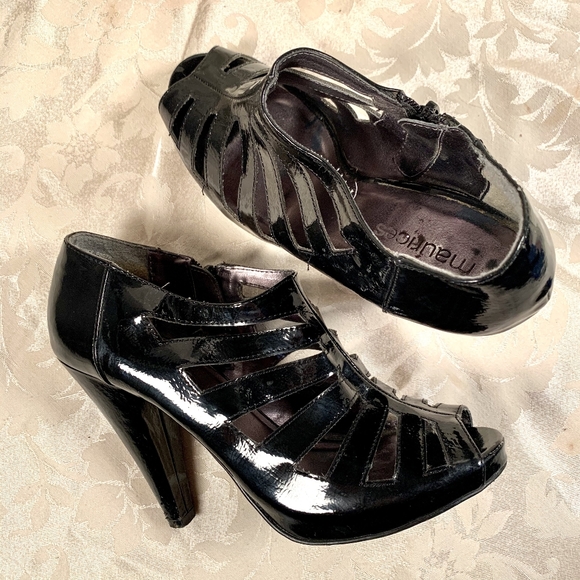 Maurices Black Synthetic Peeptoe Ankle Heels - Picture 2 of 3